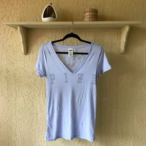 PINK Light Blue V-Neck T-Shirt
